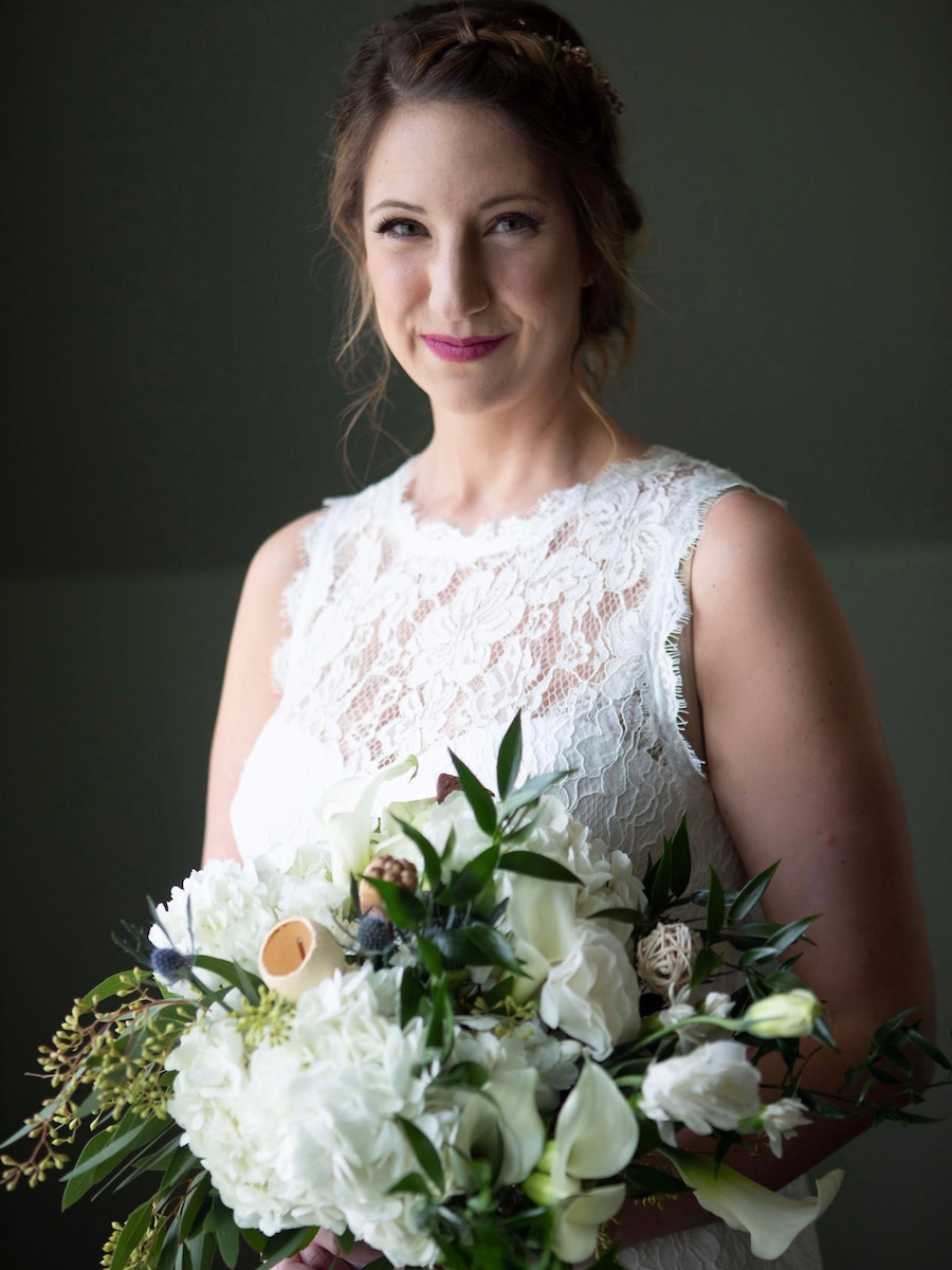 Lovely Bride with White Bouquet